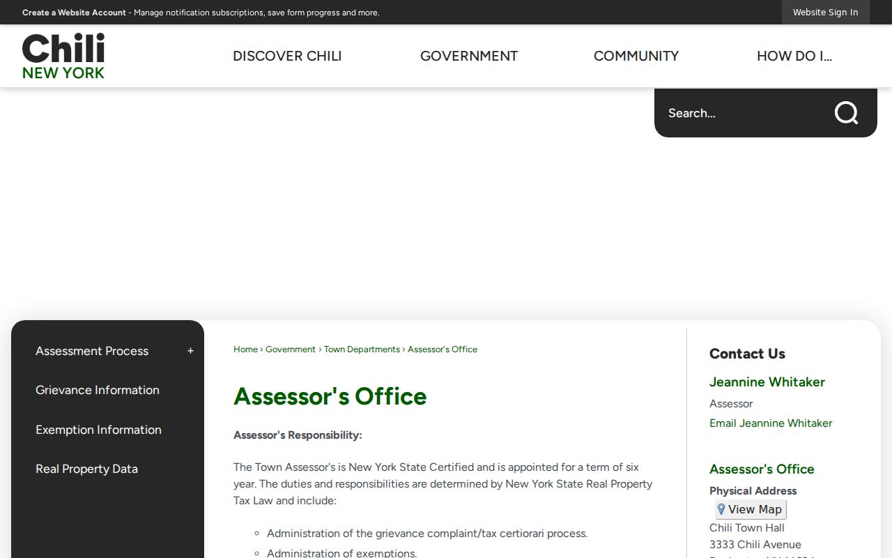 Chili residents directory assessor search page